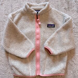 Patagonia Infant Synchilla Fleece Jacket - Oatmeal with Light Pink